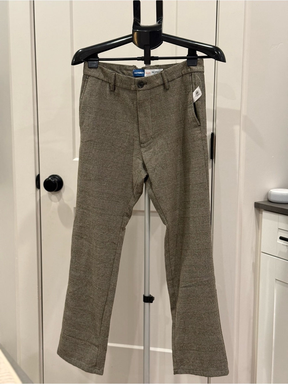 Old Navy | 90s-Style Textured Pants | Gray Plaid | Size 28W 30L | NEW $55
